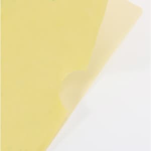 An A4 L-shaped open folder in a light yellow colour, featuring a cut-out design and a smooth finish.