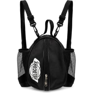 A black Ball Backpack with mesh side pockets and a front zip compartment, featuring a logo on the side.