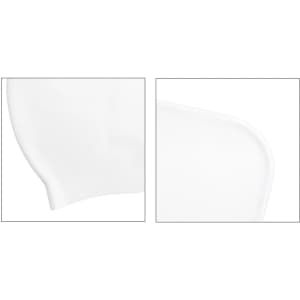 A white silicone swim cap designed for women with long hair, featuring a smooth texture and an attached logo.