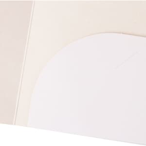 A4 full colour presentation folder in cream with a rounded pocket and a logo.