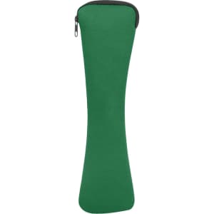 A green zippered pouch designed for travel utensils, with a sleek, elongated shape. It has a simple, unbranded exterior.