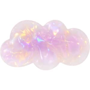 A cloud-shaped hair clip in iridescent hues of pink and purple, featuring a shiny, glossy finish.