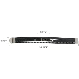 A black multi-layer braided leather bracelet with silver accents, featuring detailed dimensions for size reference.
