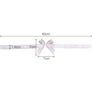 Adhesive ribbon bows in white, measuring 40cm long and featuring a decorative bow at each end.