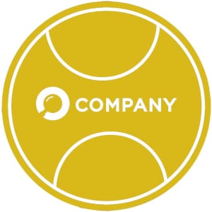 A round, yellow product featuring a logo in the centre, designed with a simple and clean aesthetic.