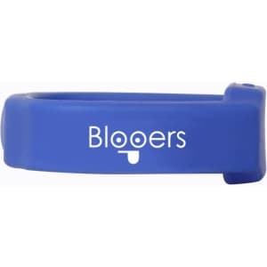 A blue silicone watch flash drive with a logo displayed on the side.