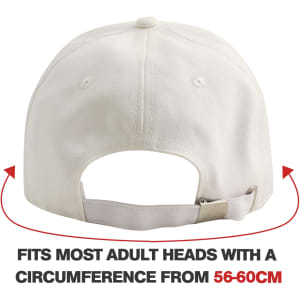 A colour changing baseball cap in cream, featuring an adjustable strap at the back and a logo.