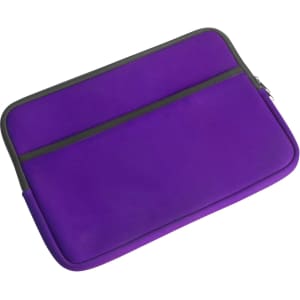 A purple laptop bag with a black zipper and trim, featuring a sleek, minimalist design.