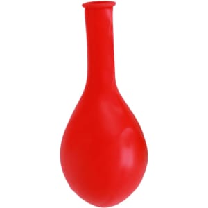 A red 30cm balloon with a rounded bottom and narrow neck, featuring a logo on the surface.