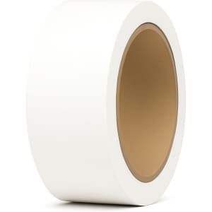 A roll of white BOPP packaging tape with a cardboard core, featuring a smooth surface suitable for printing.