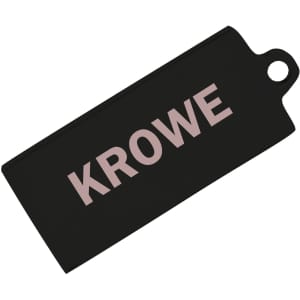 A black Mini Europa Flash Drive featuring a tag with a logo.