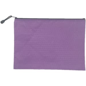 A purple Zip Bag with a textured surface and a zip closure, ideal for laptop accessories.