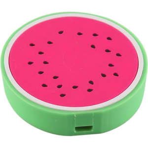 A custom-shaped PVC wireless charger designed like a watermelon, featuring a pink top and green base.