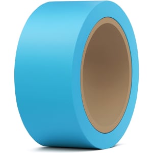 A roll of bright blue BOPP packaging tape with a cardboard core and a smooth, glossy finish.