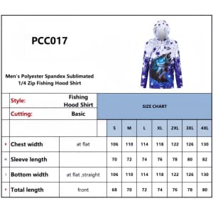 Men's polyester spandex sublimated 1/4 zip fishing hood shirt featuring a starry design in blue and white.