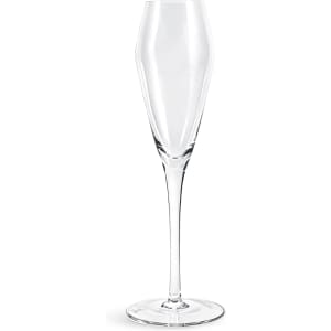 A tulip-shaped champagne glass in clear glass, featuring a slender stem and an elegant design.