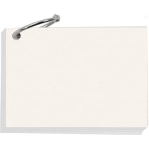A7 pearlescent index cards in white, secured with a silver ring.