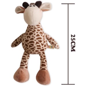 A giraffe plush toy with a brown and cream spotted pattern, measuring 25 cm tall. It features a soft, cuddly design.