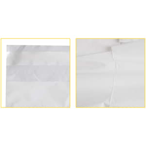 A white biodegradable mailer bag with a smooth surface and a logo. The bag is folded and flat in appearance.