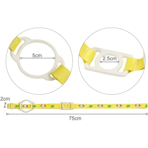 A drink bottle lanyard in yellow, featuring a loop for attachment and a decorative design. Includes a logo.