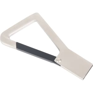 A silver triangle carabiner USB flash drive with a black grip. It features a sleek, modern design and a logo.