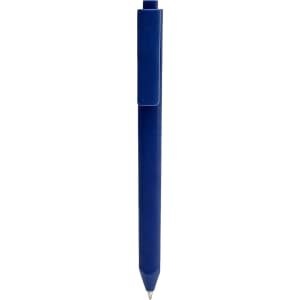 A triangular grip pen in blue with a clip on the side. The pen features a sleek design and a pointed tip.