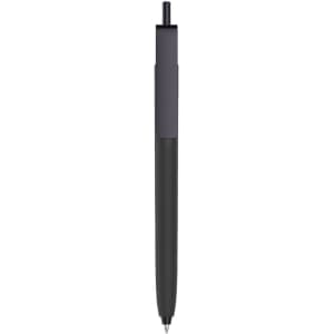 A push button pen with a black cap and a colour barrel, featuring a subtle logo.