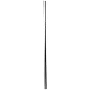 A stainless steel drinking straw with a sleek, metallic finish. Features a subtle logo detail.