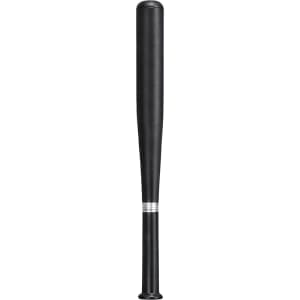 A black plastic pen shaped like a baseball bat, featuring a simple design with a silver band near the grip.