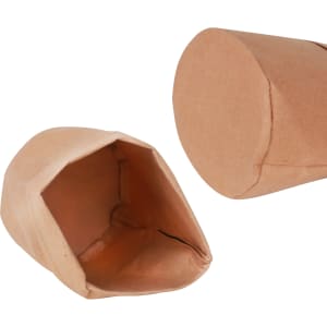 A large, brown kraft paper bag with a circular base and an open top. The bag has a simple design.