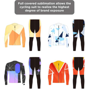 Men's cycling tights featuring vibrant designs and a mix of colours, with various styles and patterns, including a logo.