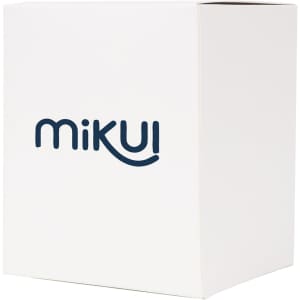 A large white square gift box, featuring a logo on the front, prominently displayed against a plain background.