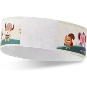 A 25mm wide disposable Tyvek wristband featuring vibrant full-colour illustrations and a white central part.