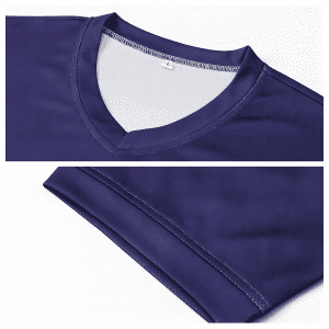 A purple unisex long-sleeve V-neck shirt made of micro mesh fabric, featuring a subtle branding logo.