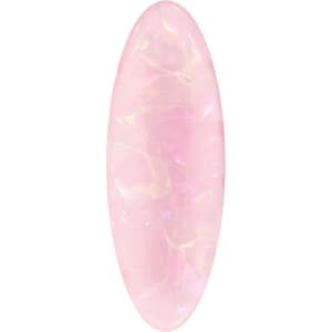 An oval iridescent hair clip in soft pink hues, featuring a glossy surface and a smooth design.