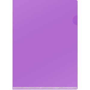 A4 L-shaped open folder in vibrant purple, featuring a rounded edge and a branding logo.