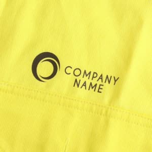 A bright yellow unisex cotton hi-vis reflective long-sleeve shirt with a logo.