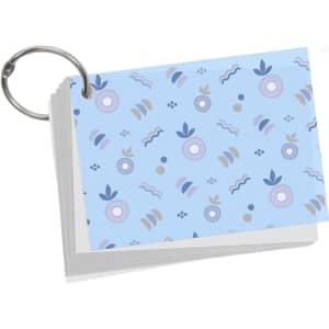 A set of A7 PP cover index cards featuring a blue patterned design, secured with a metal ring.