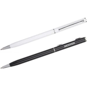 A black and white Aluminium Cross Pen set featuring sleek designs and a branding logo.