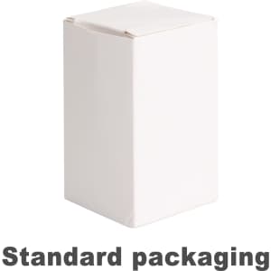 A white rectangular box with a sealed top, featuring a logo on the front.