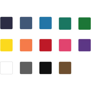 A collection of square adhesive bows in various colours, including navy, teal, green, yellow, orange, red, pink, purple, white, grey, black, and brown.