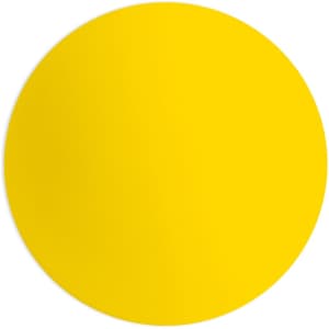 A bright yellow lacrosse ball with a smooth surface and a circular shape. It features a logo on its surface.
