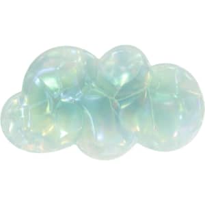 An iridescent alligator hair clip in a soft cloud shape, featuring shades of pastel blue and green.