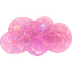 A pink iridescent alligator hair clip shaped like a cloud, featuring a glossy, shiny finish.