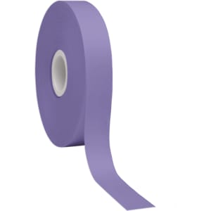 A roll of satin polyester ribbon in a light purple colour, featuring a solid and smooth texture.