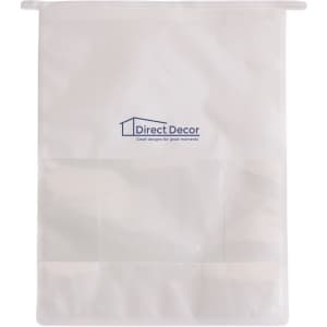 A white sealing storage bag with an iron wire frame and a logo at the top. Dimensions are 22x28x11cm.