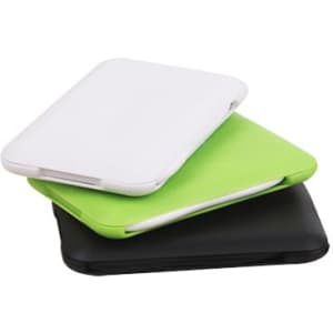 A multifunctional cable case in white, green, and black stacked together, featuring a logo.