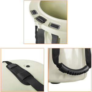 A 15L light green ice bucket featuring a handy black rope and multiple attachment points. Includes a black handle.