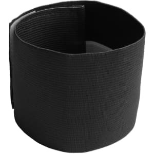 A black stretchy armband featuring a smooth texture and an open design, suitable for various clothing accessories.