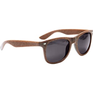 Coffee Fibre Sunglasses in brown with dark lenses, featuring a logo on one side.